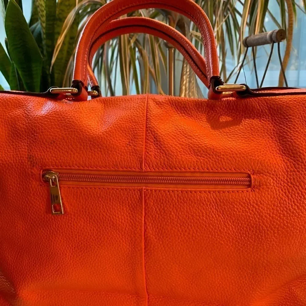 Ora Delphine Orange and Gold leather Purse